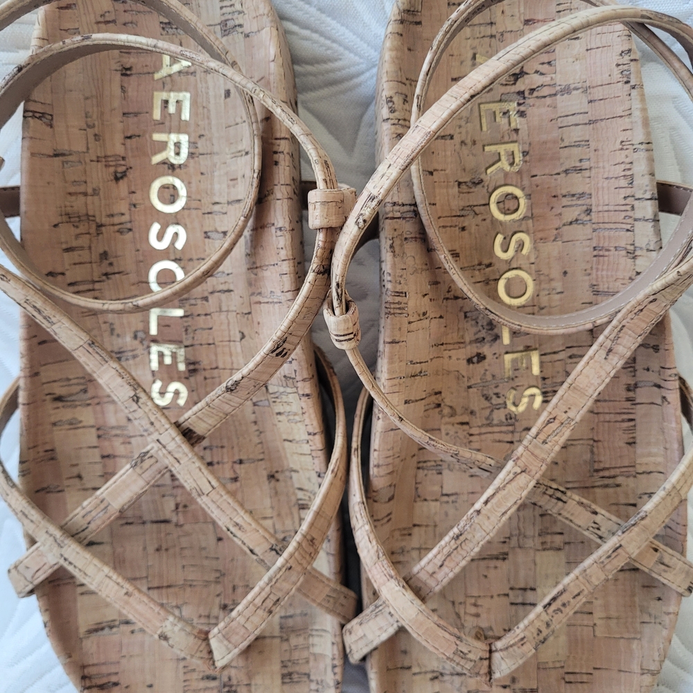 AEROSOLES Natural Cork Strappy Women's Sandals